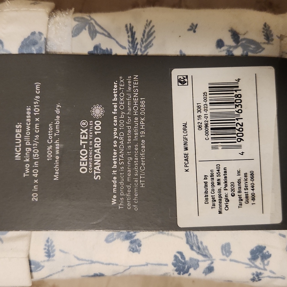 Threshold White and Blue Floral Pillowcases - Picture 2 of 2